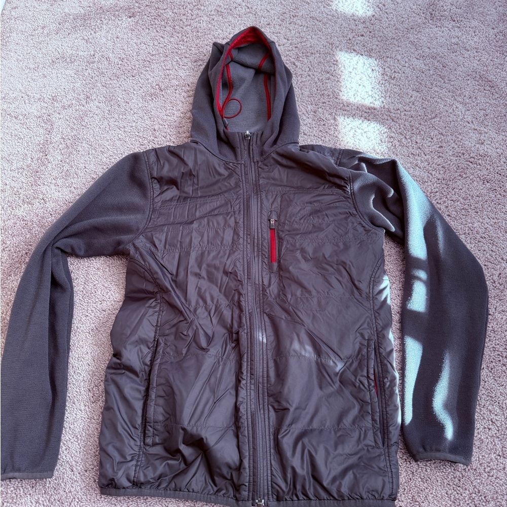 The North Face Men's Charcoal and Crimson Hooded Jacket